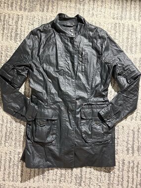 Ugg Australia black gray jacket zip up shine long coat size M